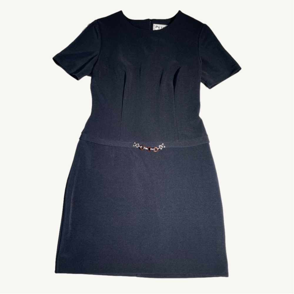 Beechers Brook Black Short Sleeve Dress with Built in Belt Detail Size 4